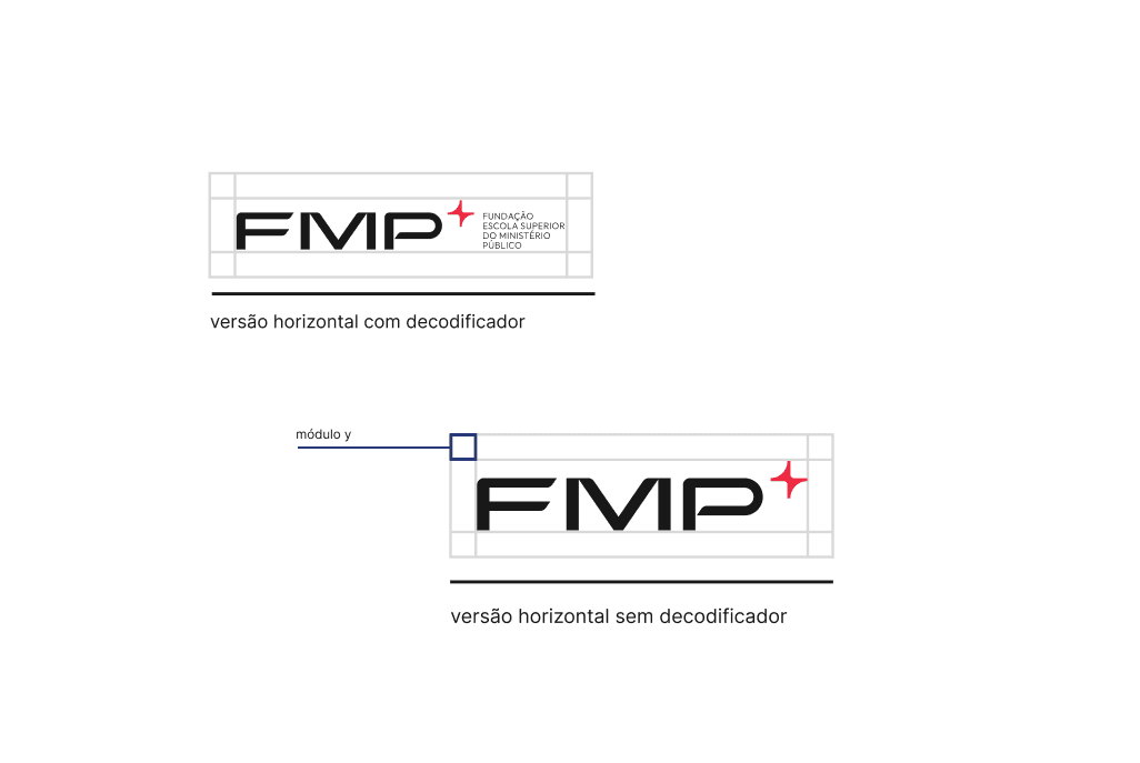 Exemplo de área de proteção e proporção correta do logotipo