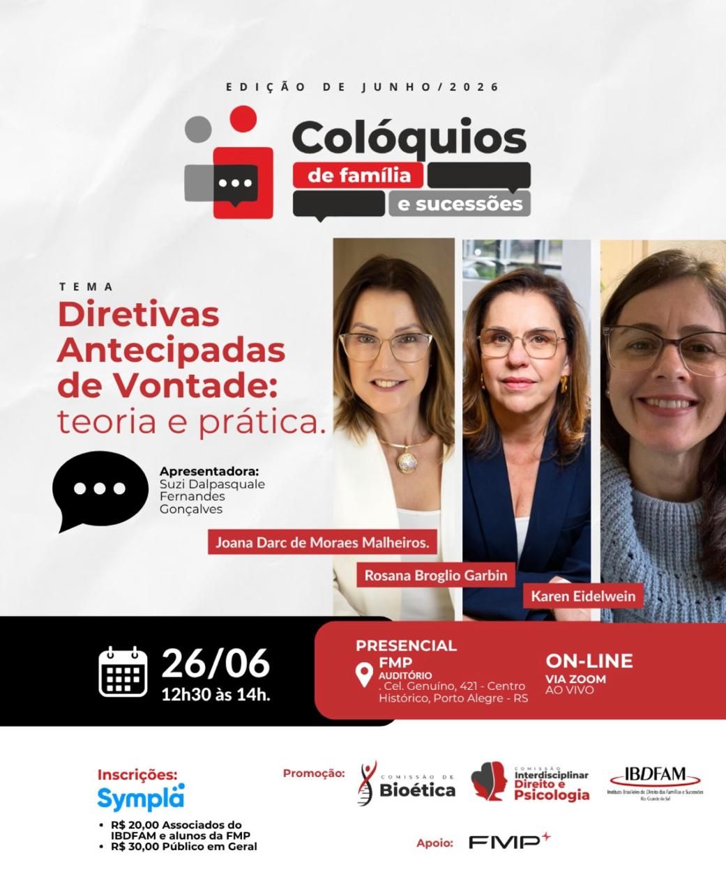 Imagem de capa: Colóquios de Família e Sucessões promove debate sobre Diretivas Antecipadas de Vontade - FMP Faculdade de Direito, Porto Alegre